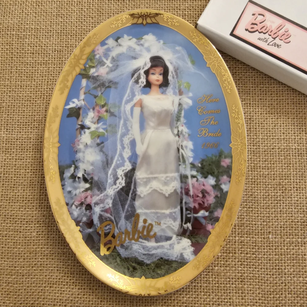 NIB Barbie with Love 1966 Collector's Plate Here Comes the Bride by Enesco - Picture 1 of 13